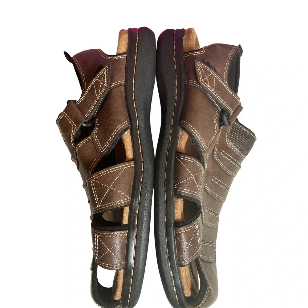 Dockers Fisherman Sandals Mens 13W Brown Memory Foam Closed Toe 90-21379